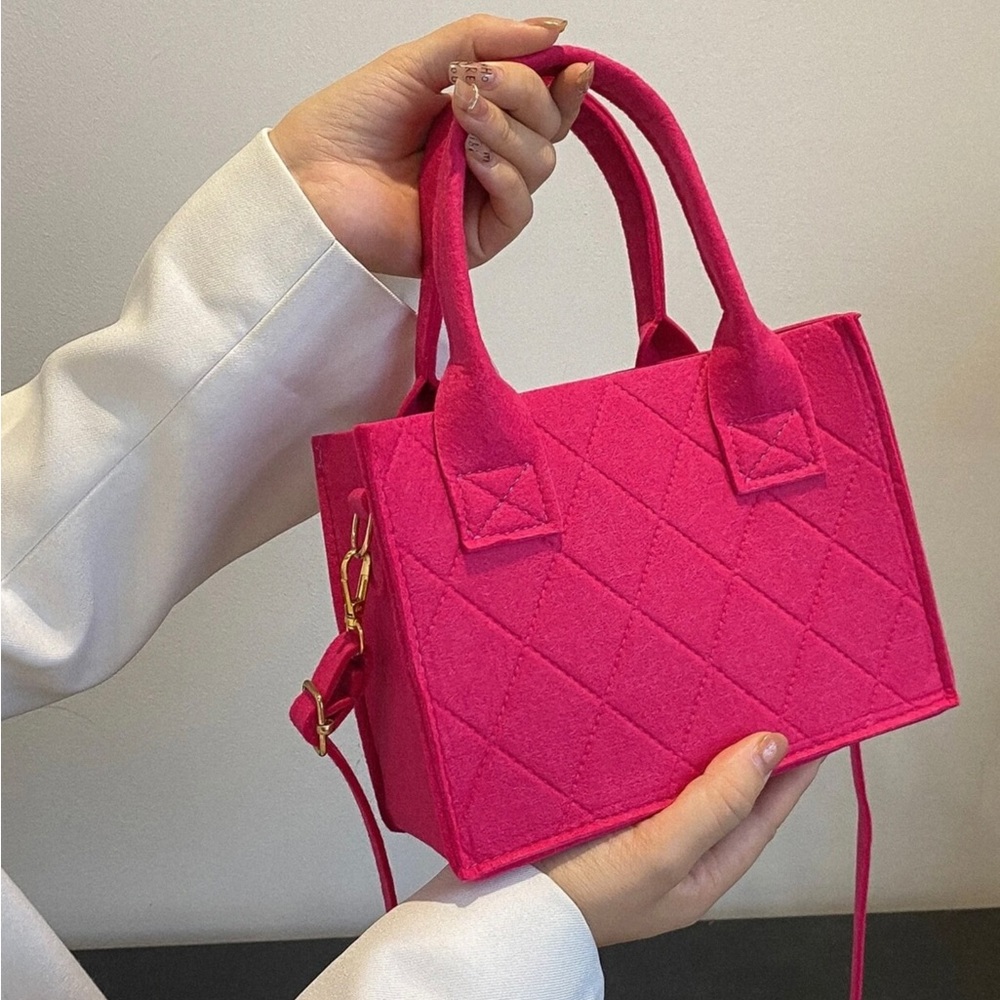 Neon Pink Stitch Detail Square Bag